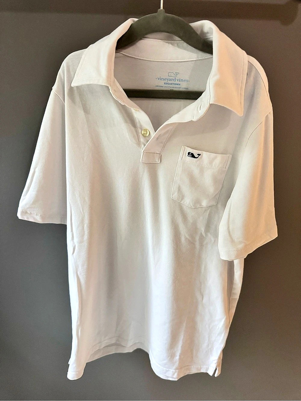 Vineyard Vines Boys Edgartown Polo White M 12-14 Whale Pocket